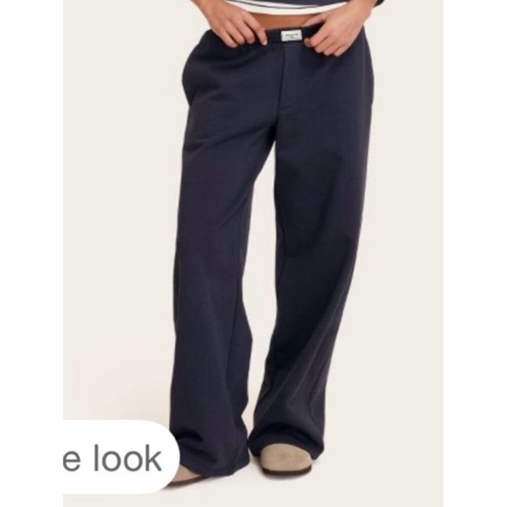 Parke x Target high rise wide leg cotton sweatpants in Navy Blue Size Small NWT